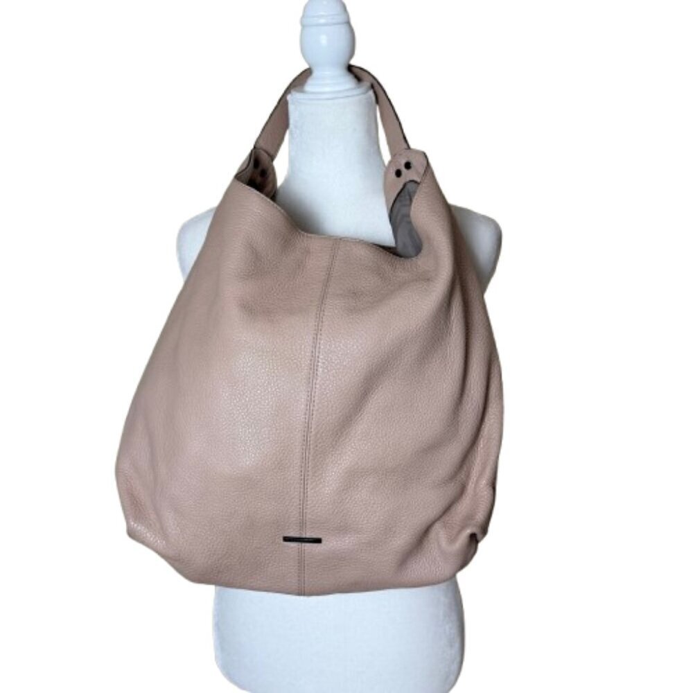 REBECCA MINKOFF Leather Hobo Slouch Neutral Blush Beige Large Bag Purse